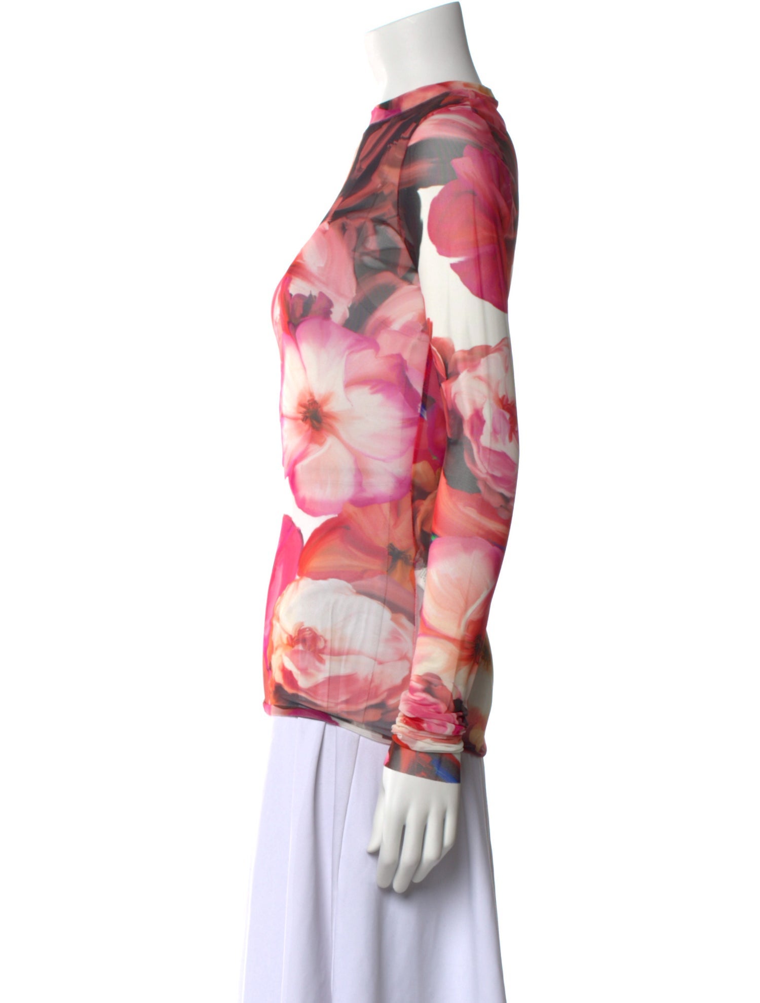 MSGM Floral Print Bateau Neckline Top