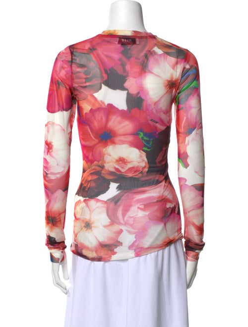 MSGM Floral Print Bateau Neckline Top