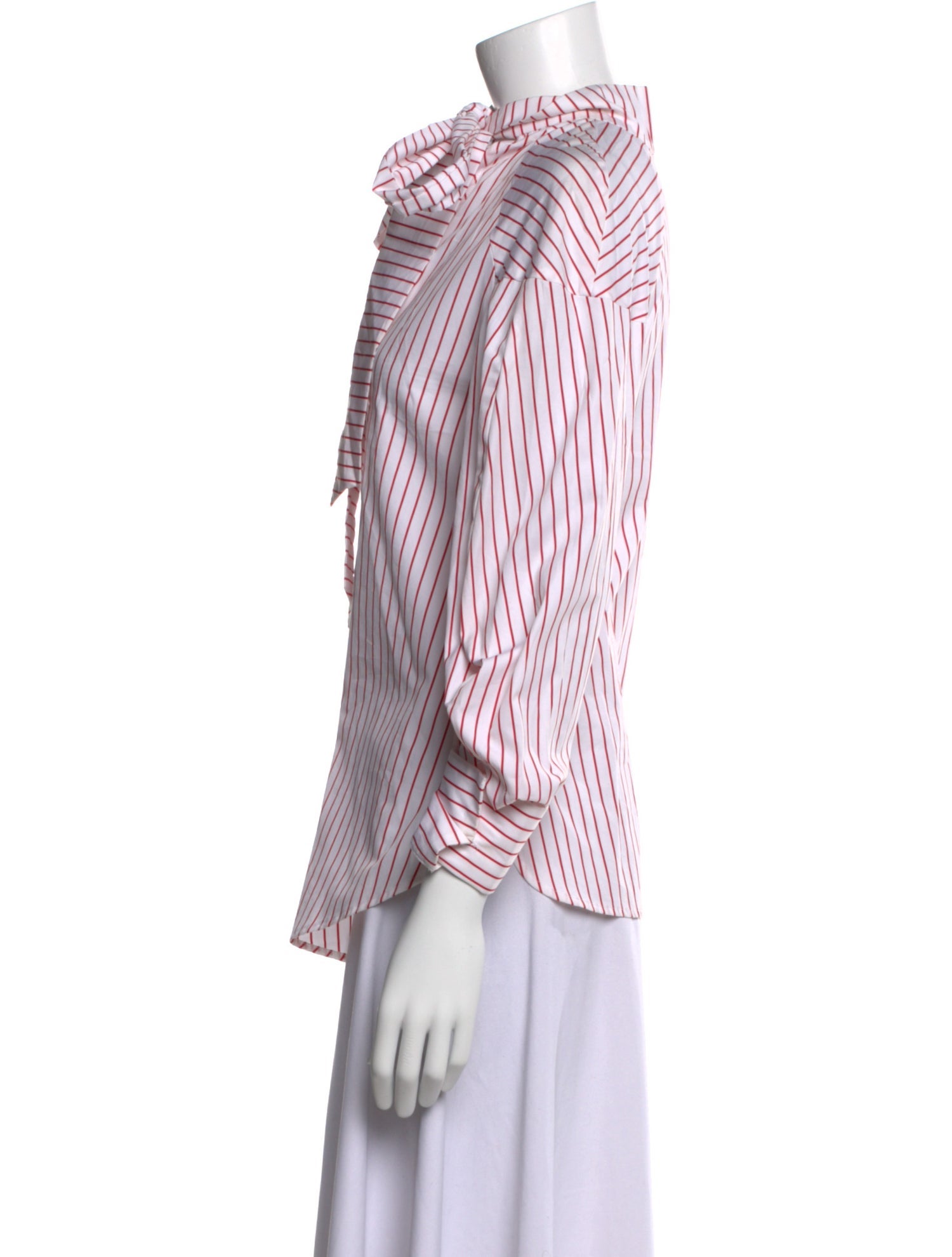 MSGM Striped Mock Neck Button-Up Top