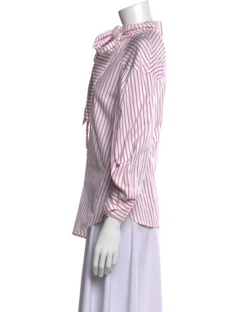MSGM Striped Mock Neck Button-Up Top