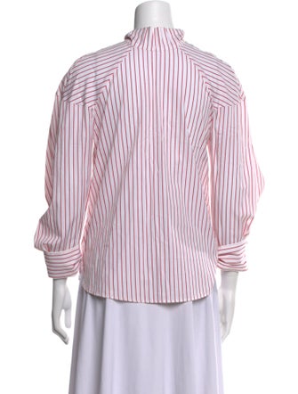 MSGM Striped Mock Neck Button-Up Top