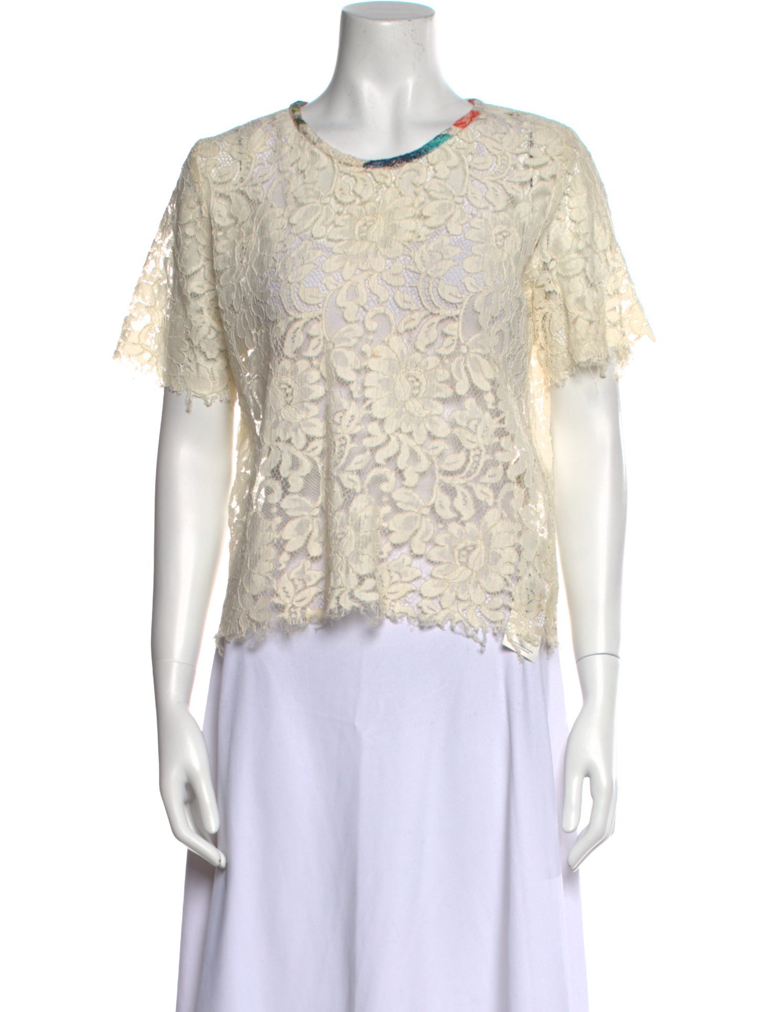 MSGM Lace Pattern Crew Neck Blouse
