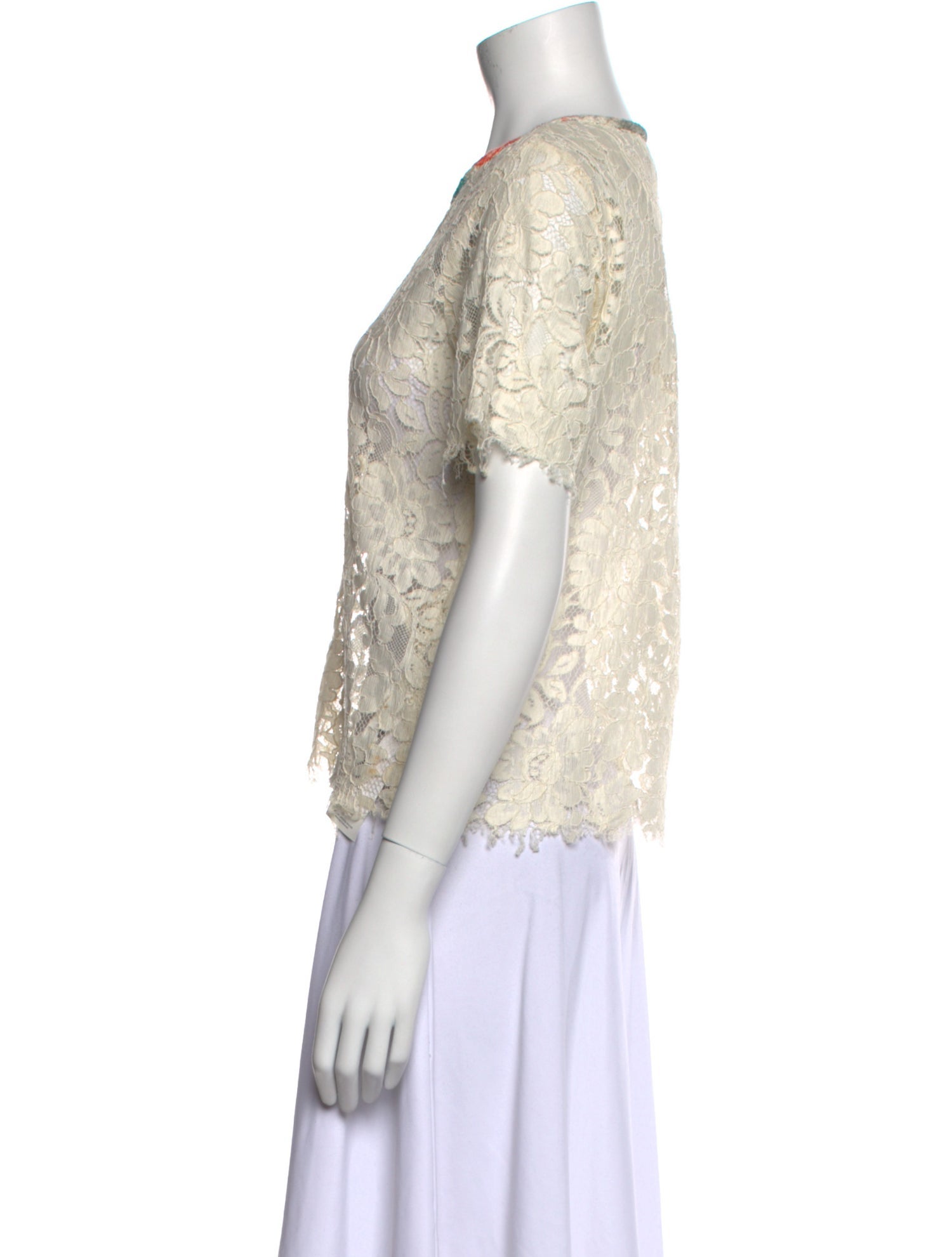 MSGM Lace Pattern Crew Neck Blouse