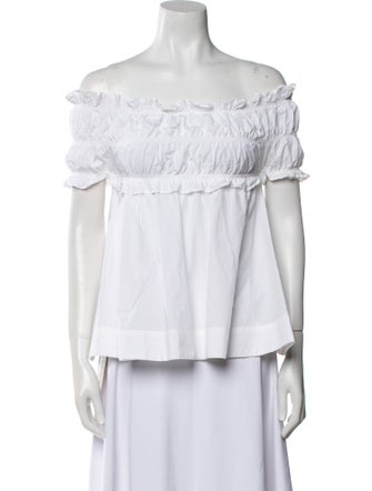 MSGM Off-The-Shoulder Short Sleeve Blouse