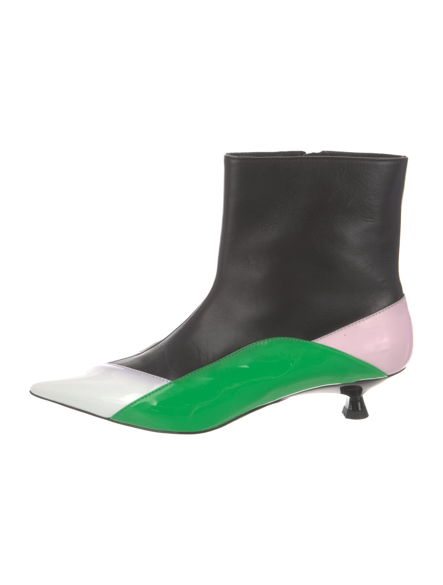 MSGM Leather Colorblock Pattern Boots