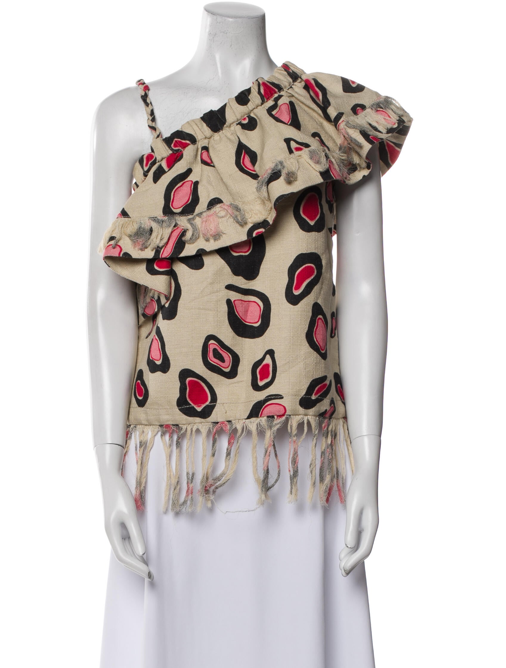 MSGM Printed One-Shoulder Blouse