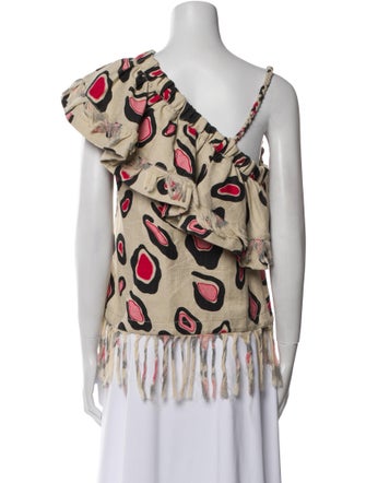 MSGM Printed One-Shoulder Blouse