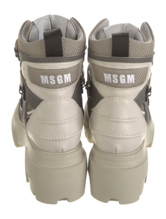 MSGM Leather Colorblock Pattern Hiking Boots