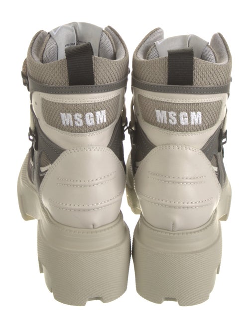 MSGM Leather Colorblock Pattern Hiking Boots