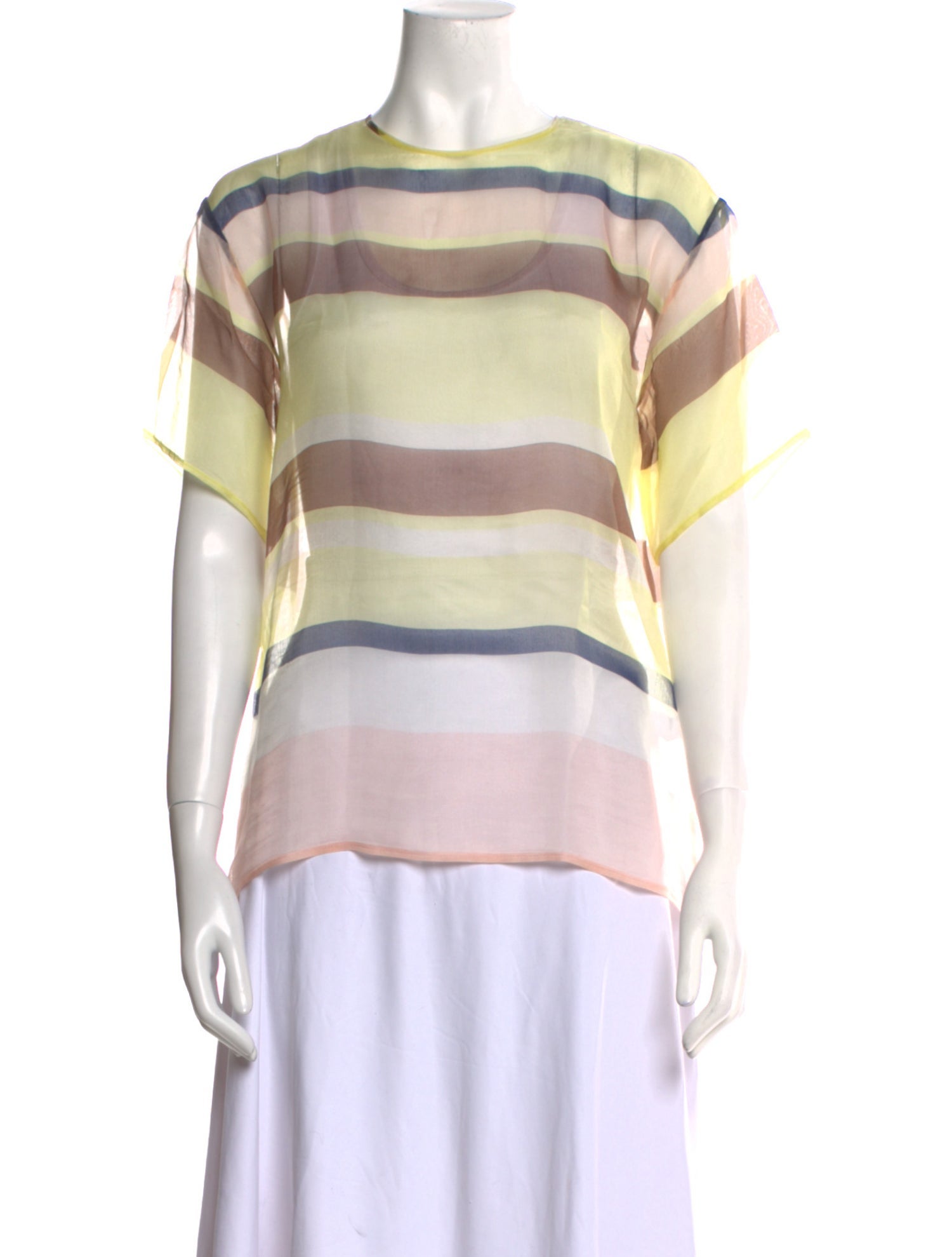 MSGM Striped Bateau Neckline T-Shirt