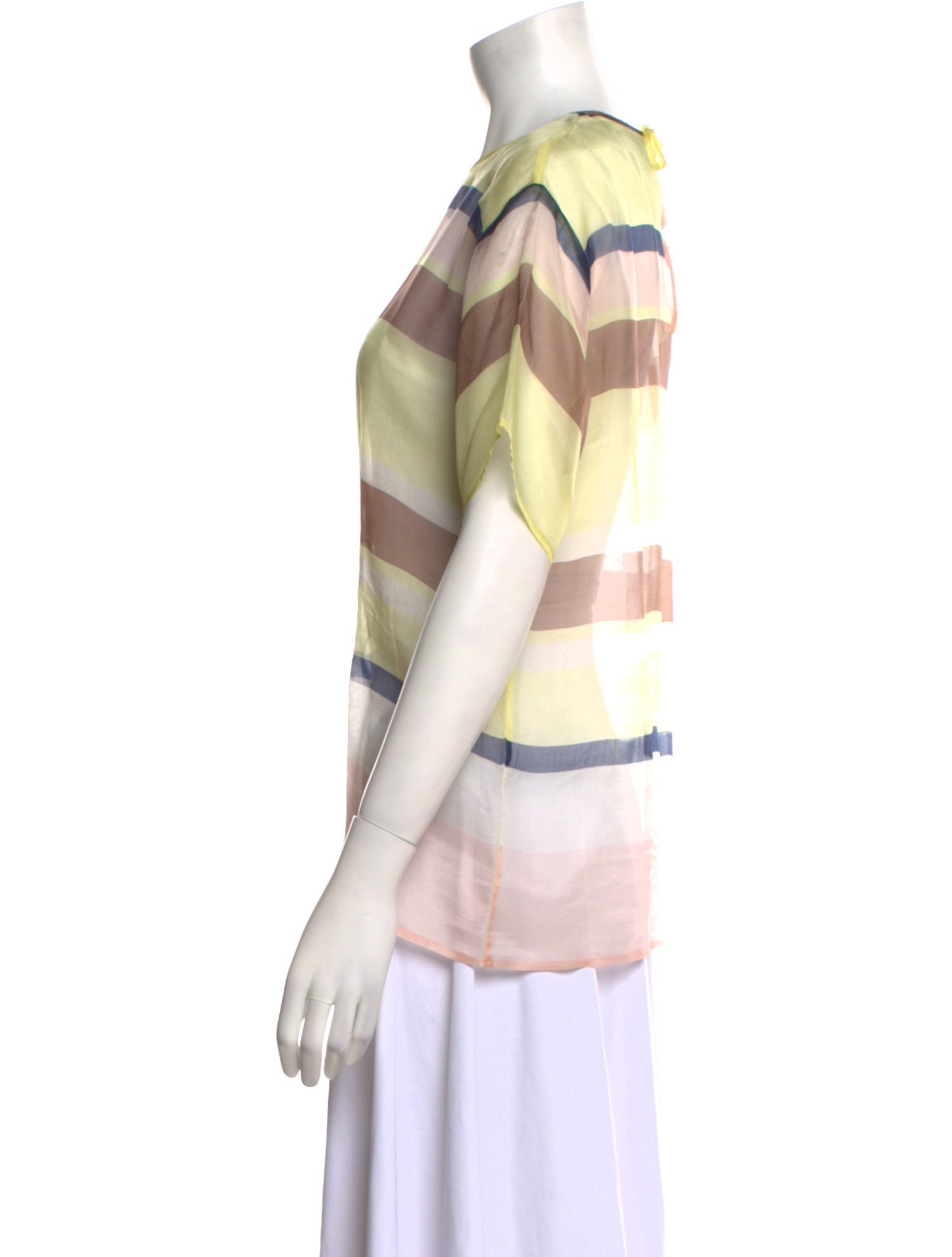 MSGM Striped Bateau Neckline T-Shirt