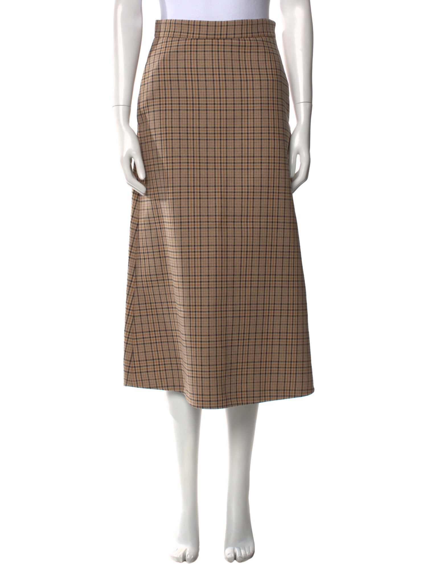 MSGM Plaid Print Midi Length Skirt