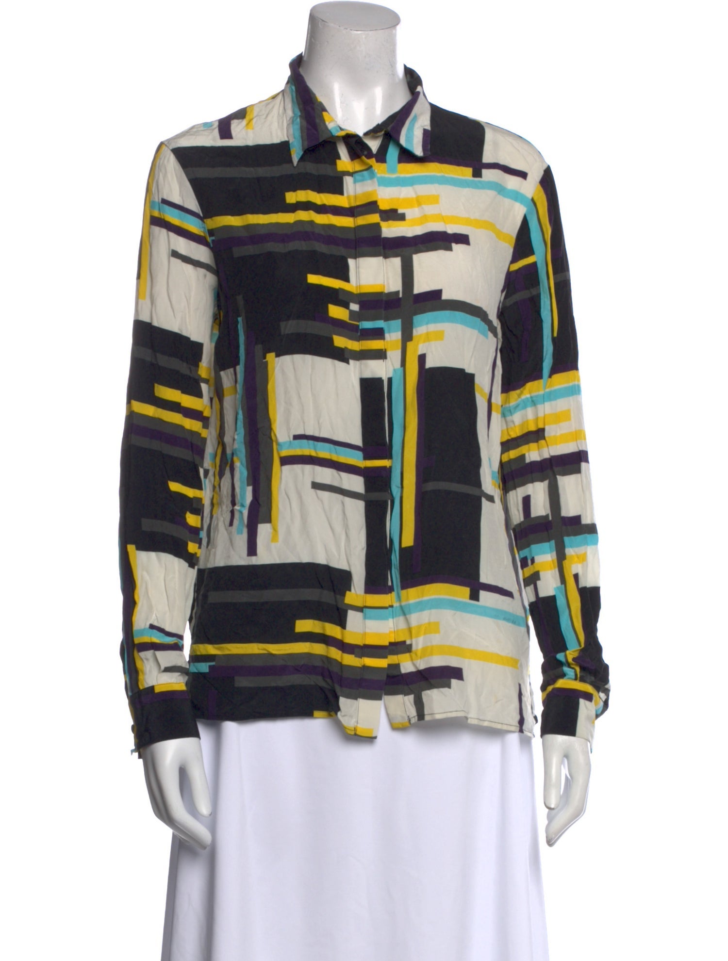 MSGM Silk Printed Button-Up Top