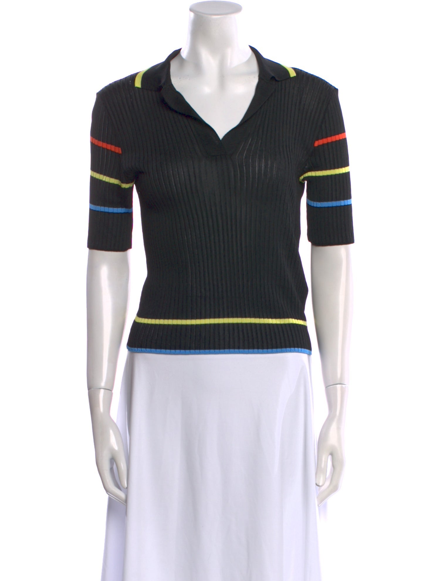 MSGM Striped V-Neck Top