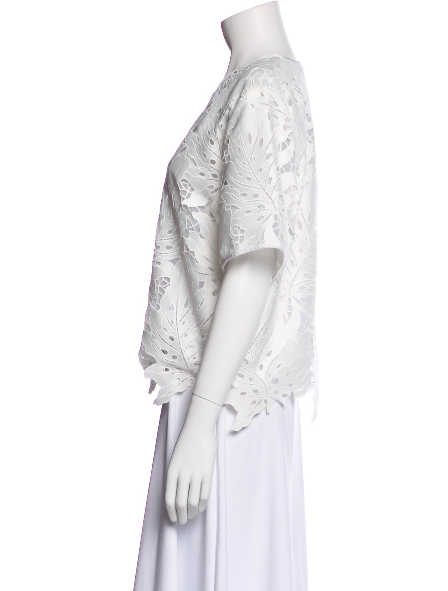MSGM Lace Pattern V-Neck Blouse