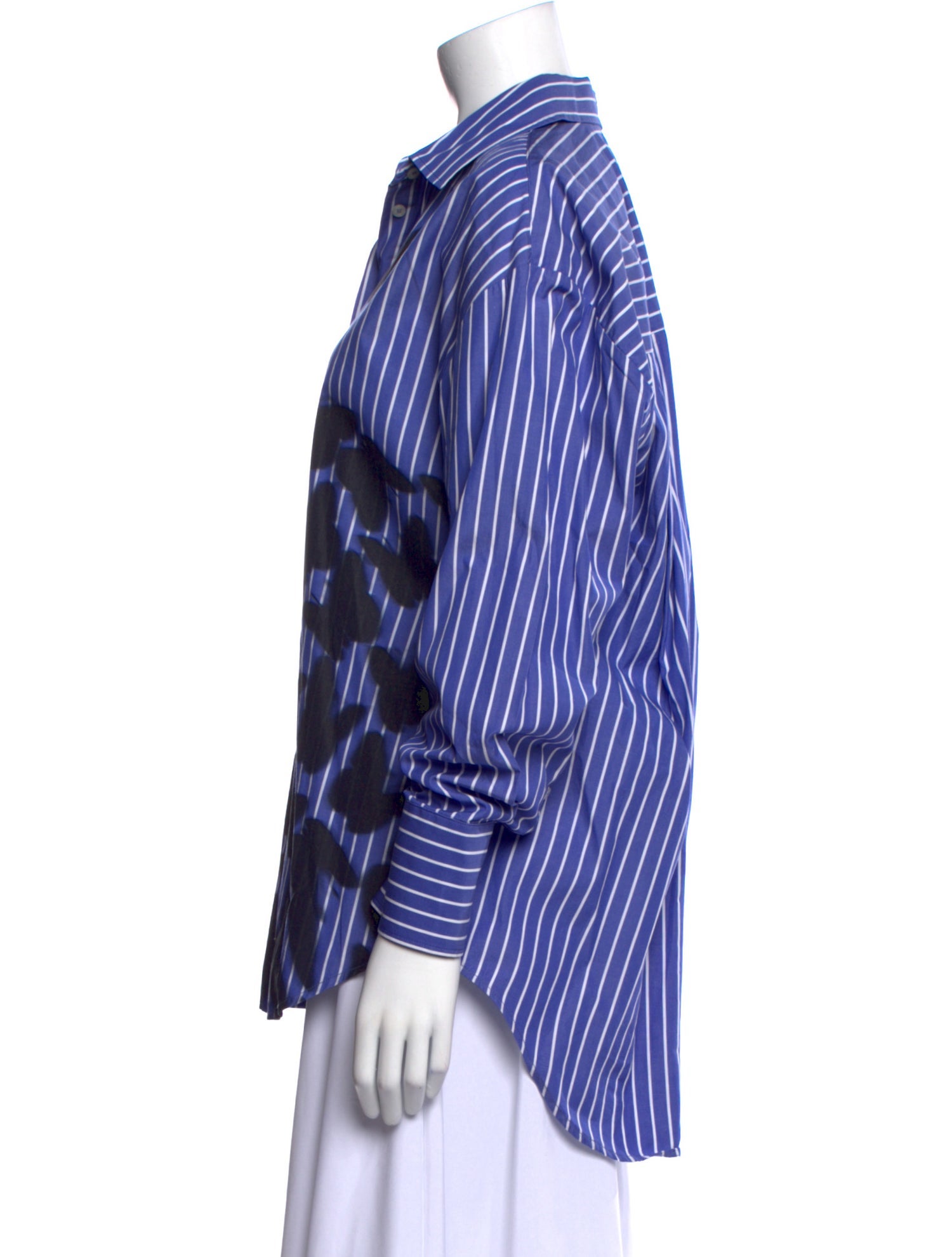 MSGM Printed Three-Quarter Sleeve Button-Up Top