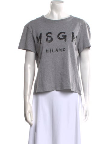 Pre-owned Msgm Graphic Print Crew Neck T-shirt In Gray