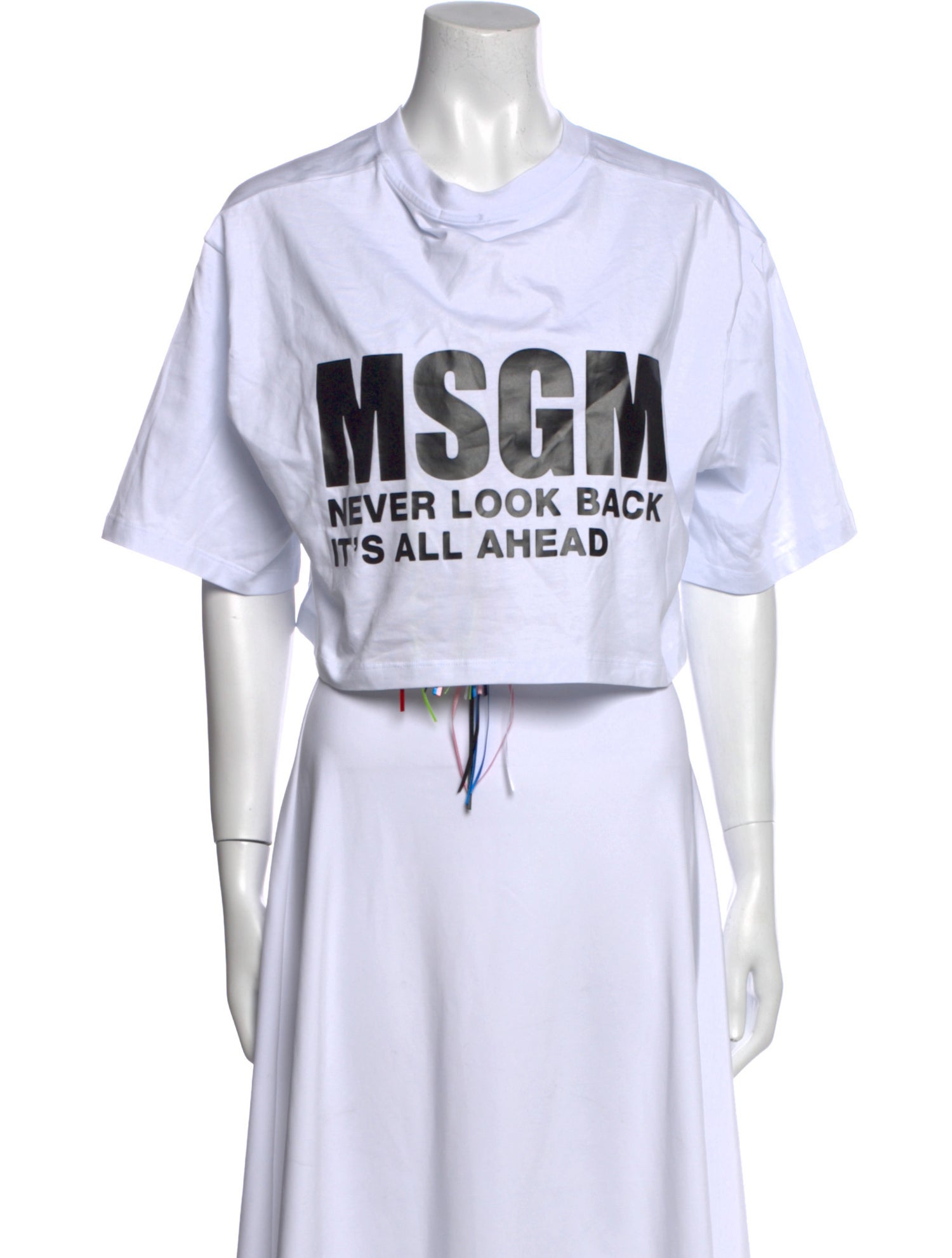 MSGM Graphic Print Crew Neck Crop Top