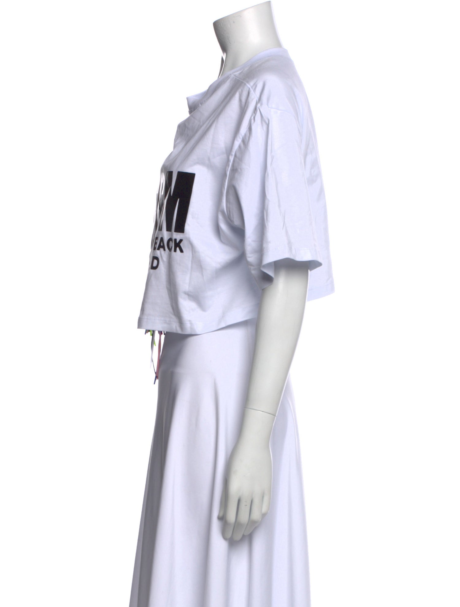 MSGM Graphic Print Crew Neck Crop Top