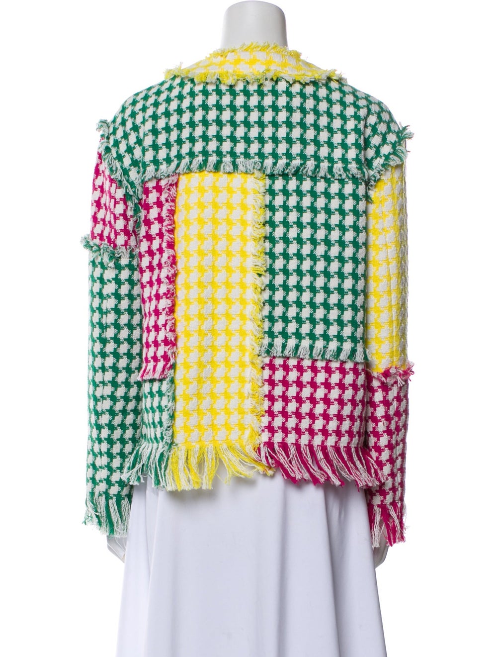 Msgm Evening Jacket Houndstooth Print Raw-Edge Tr… - image 3