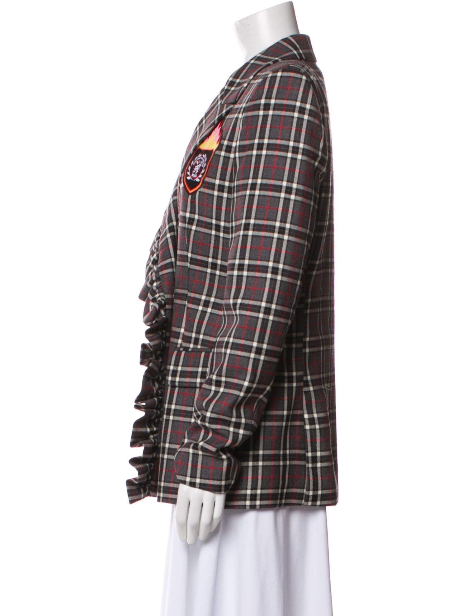 MSGM Virgin Wool Plaid Print Blazer
