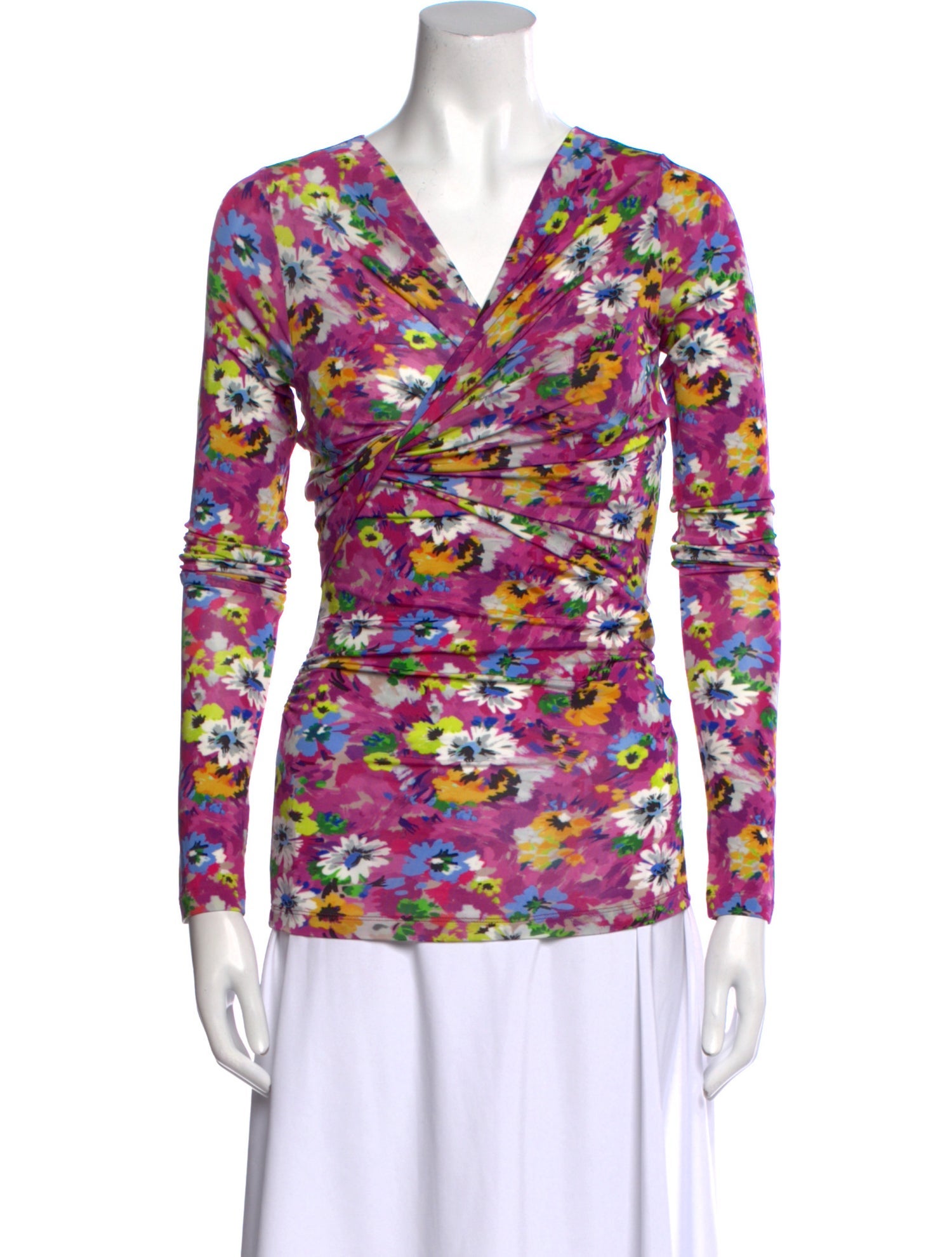 MSGM Floral Print Cowl Neck Top