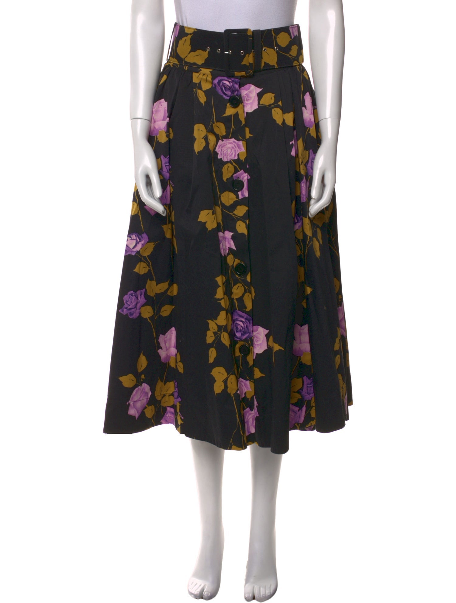 MSGM Floral Print Midi Length Skirt