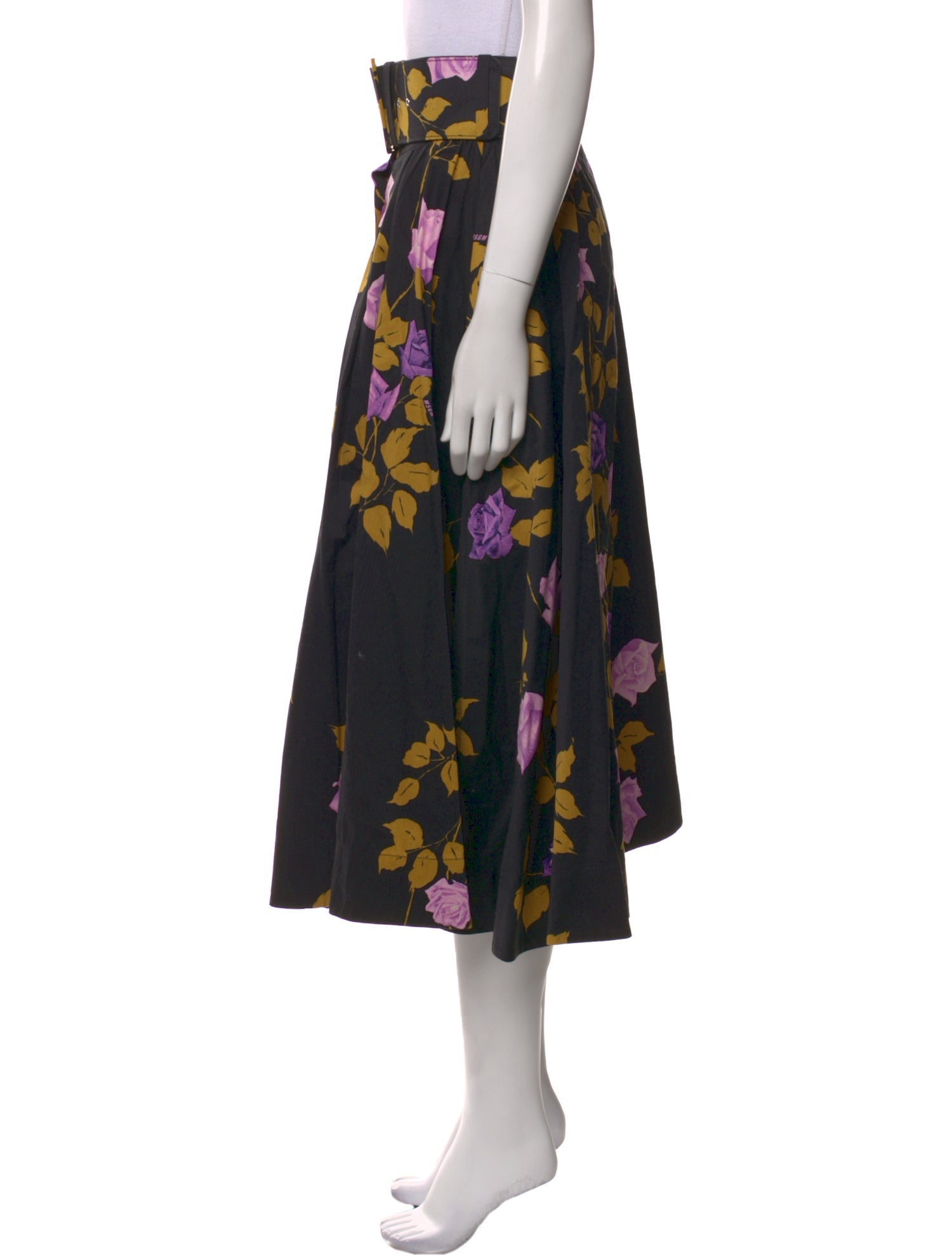MSGM Floral Print Midi Length Skirt