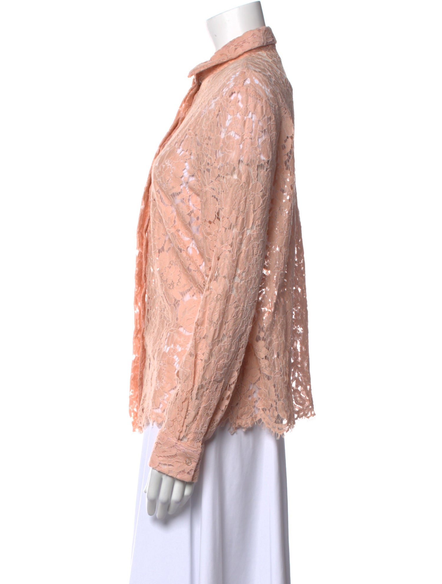 MSGM Lace Pattern Long Sleeve Button-Up Top