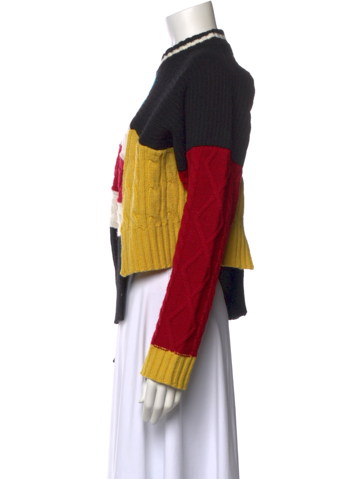 MSGM Colorblock Pattern Mock Neck Sweater