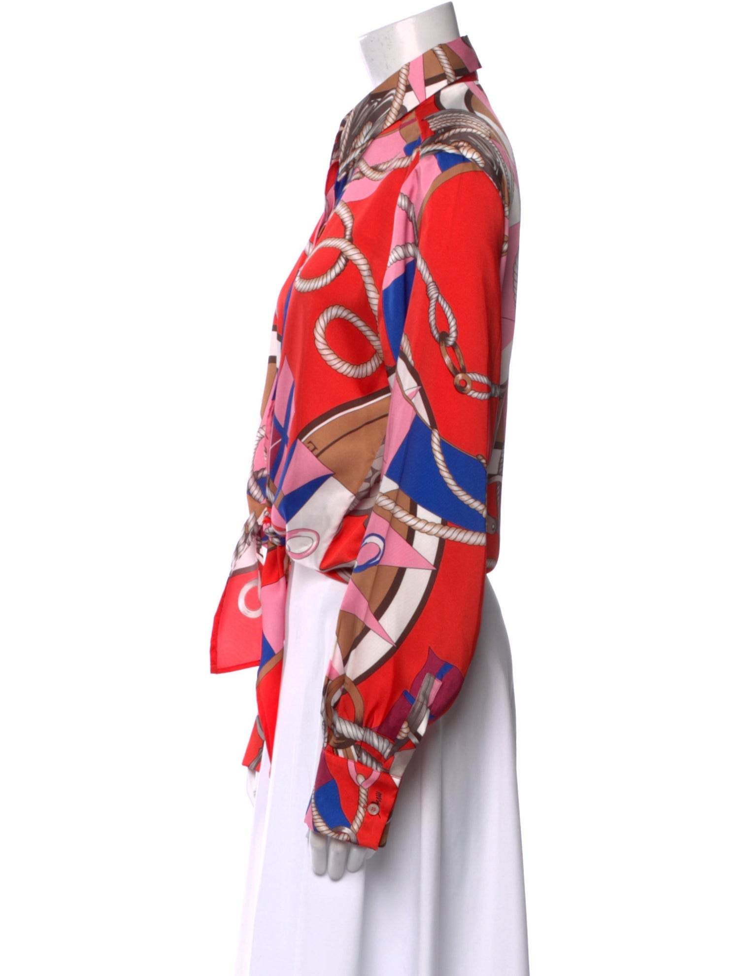 MSGM Printed Long Sleeve Button-Up Top