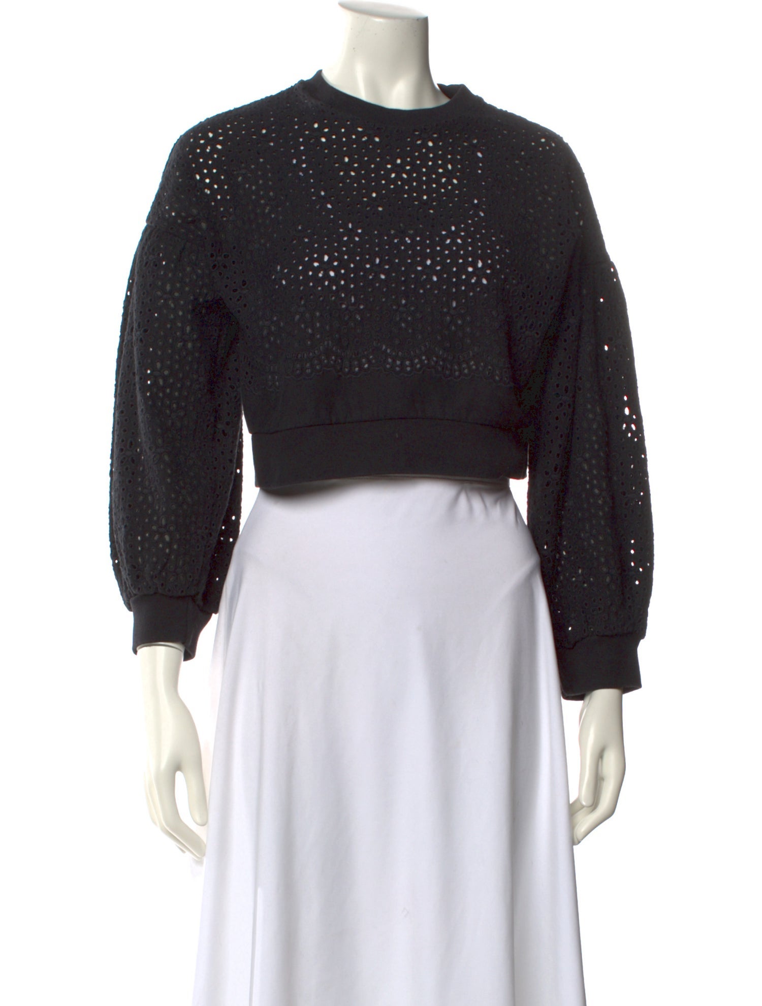 MSGM Crew Neck Long Sleeve Crop Top