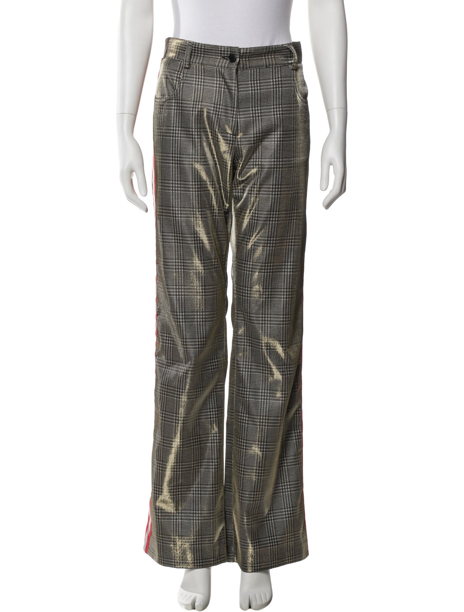 MSGM Plaid Print Wide Leg Pants