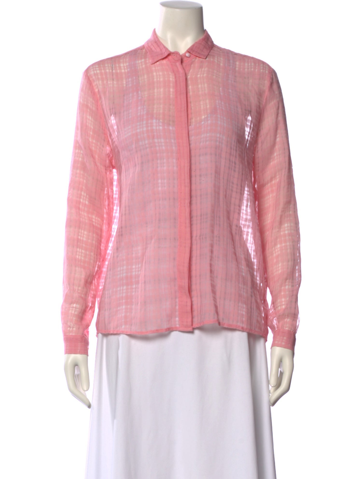 MSGM Virgin Wool Plaid Print Button-Up Top