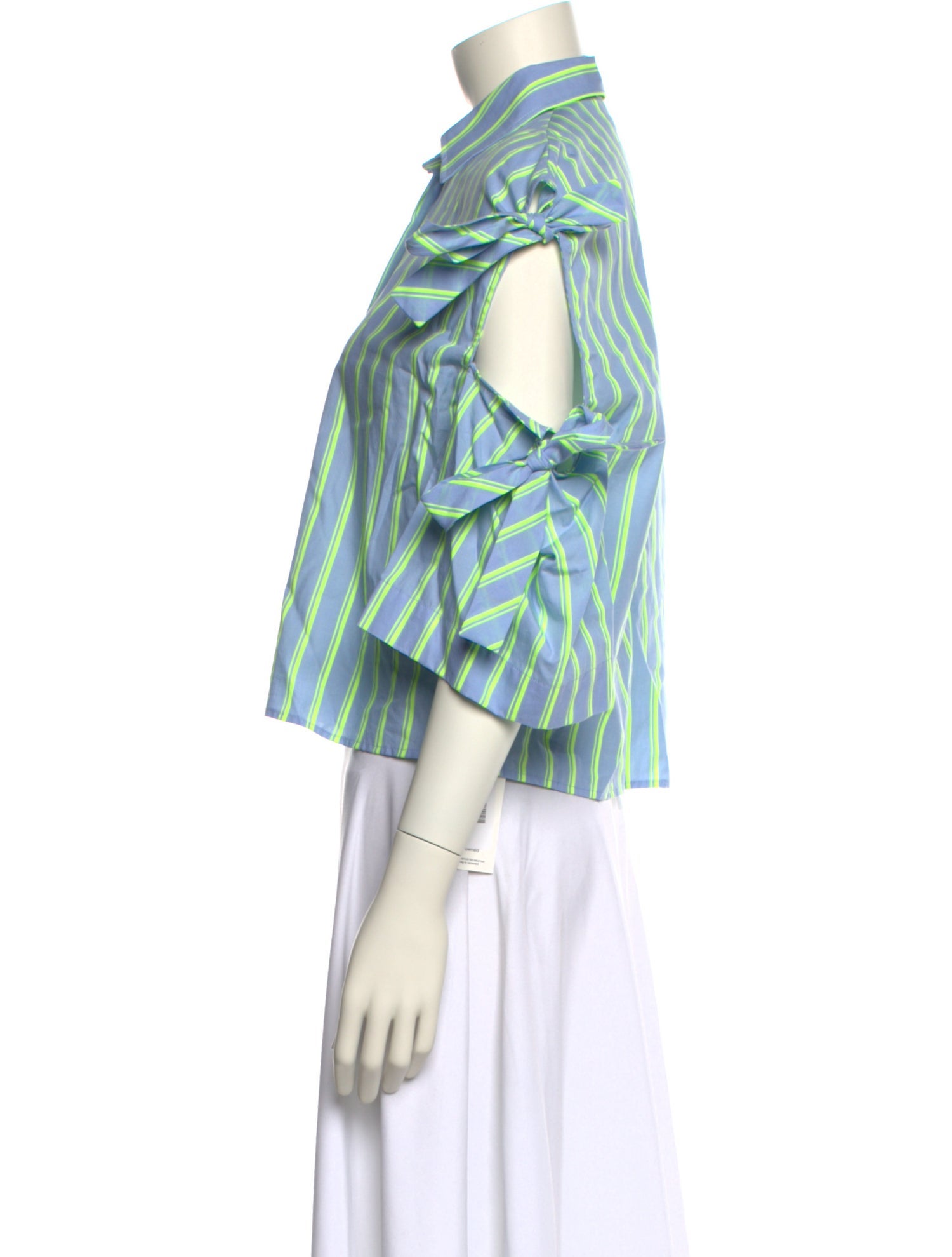 MSGM Striped Three-Quarter Sleeve Crop Top