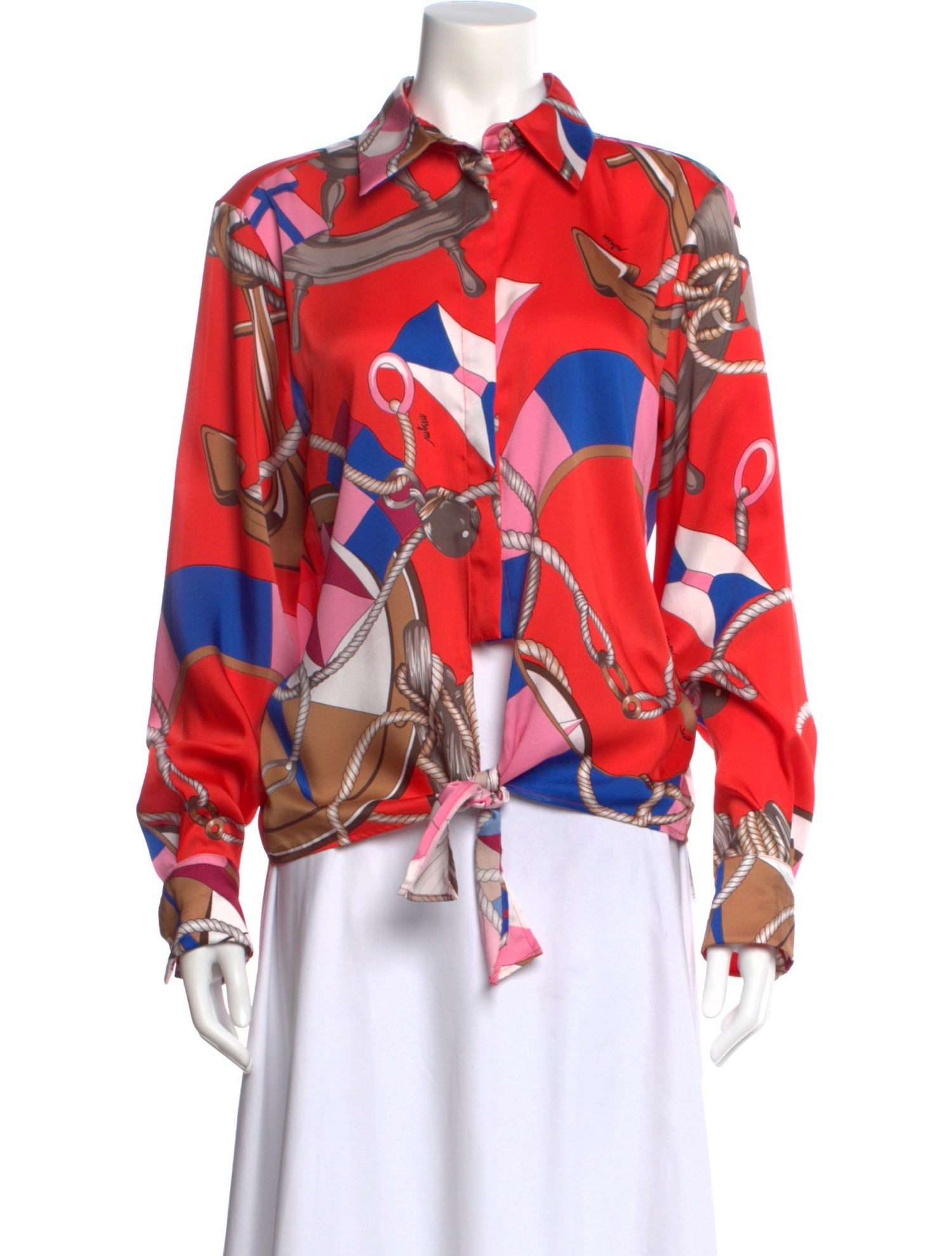 MSGM Floral Print Long Sleeve Button-Up Top