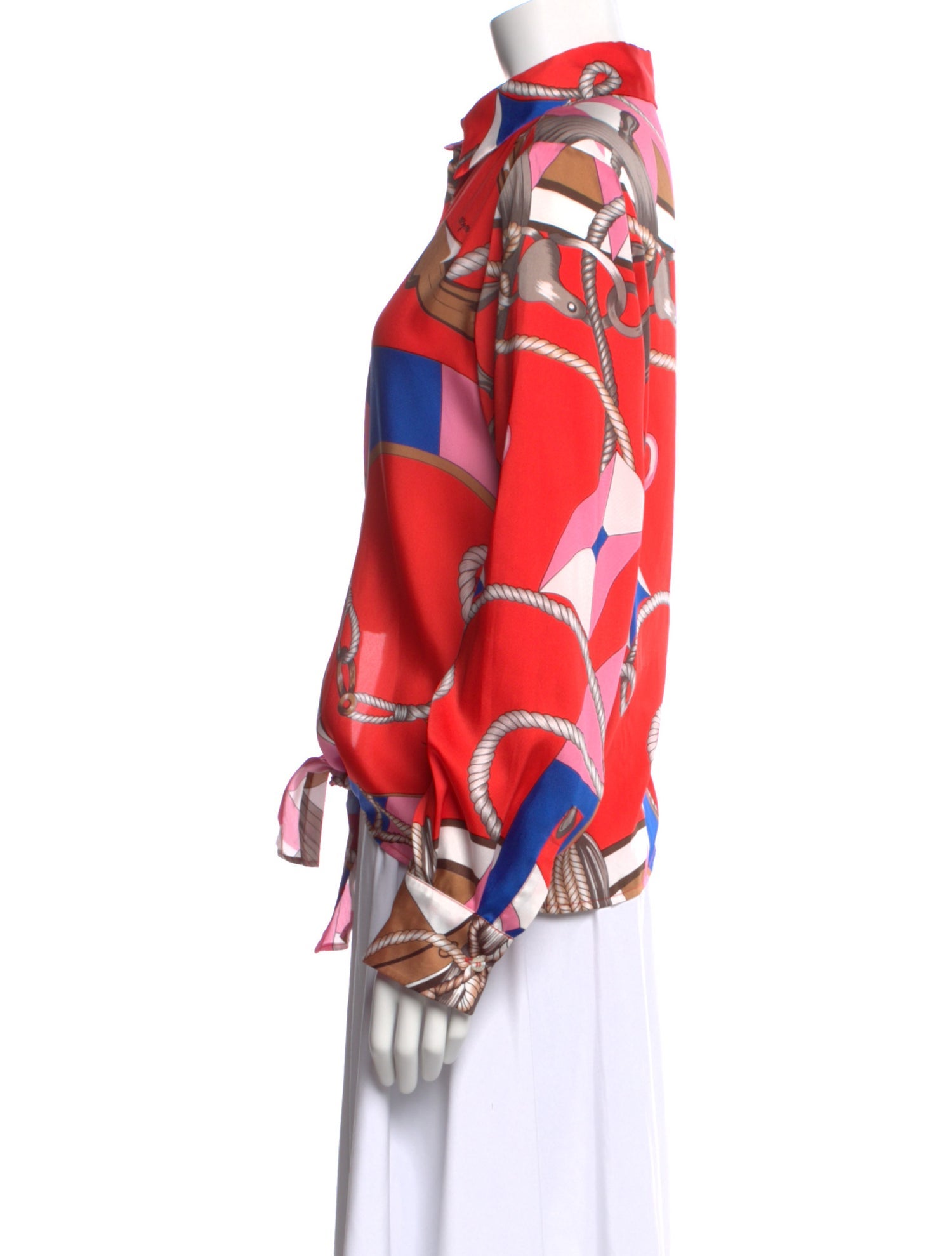 MSGM Floral Print Long Sleeve Button-Up Top