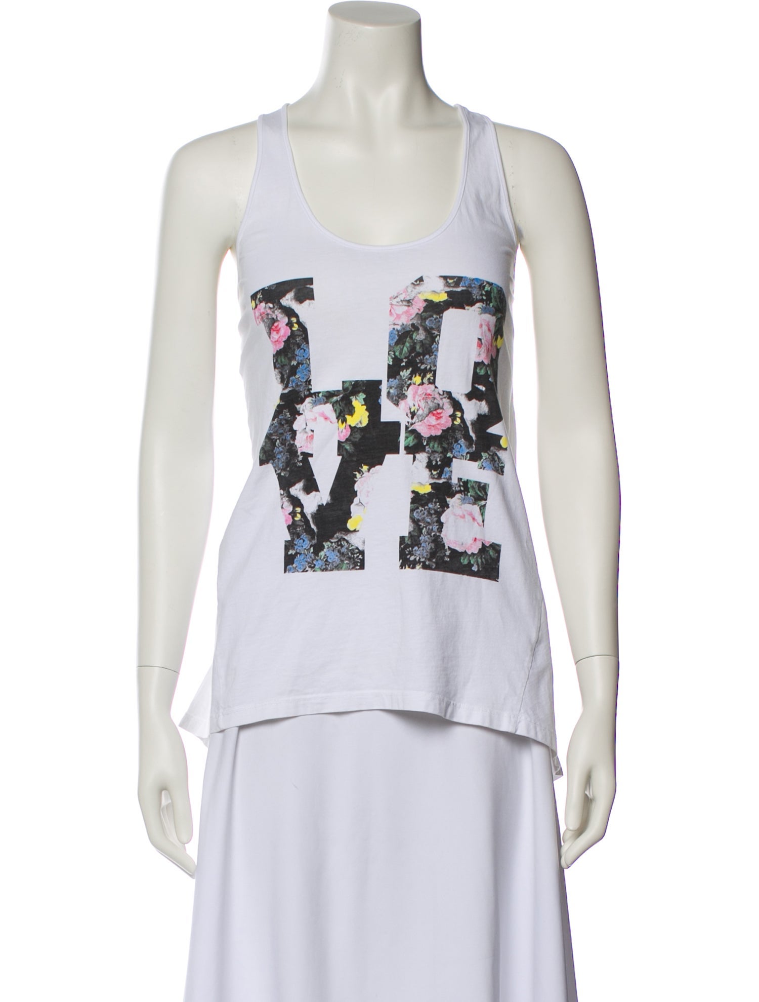 MSGM Graphic Print Scoop Neck Top