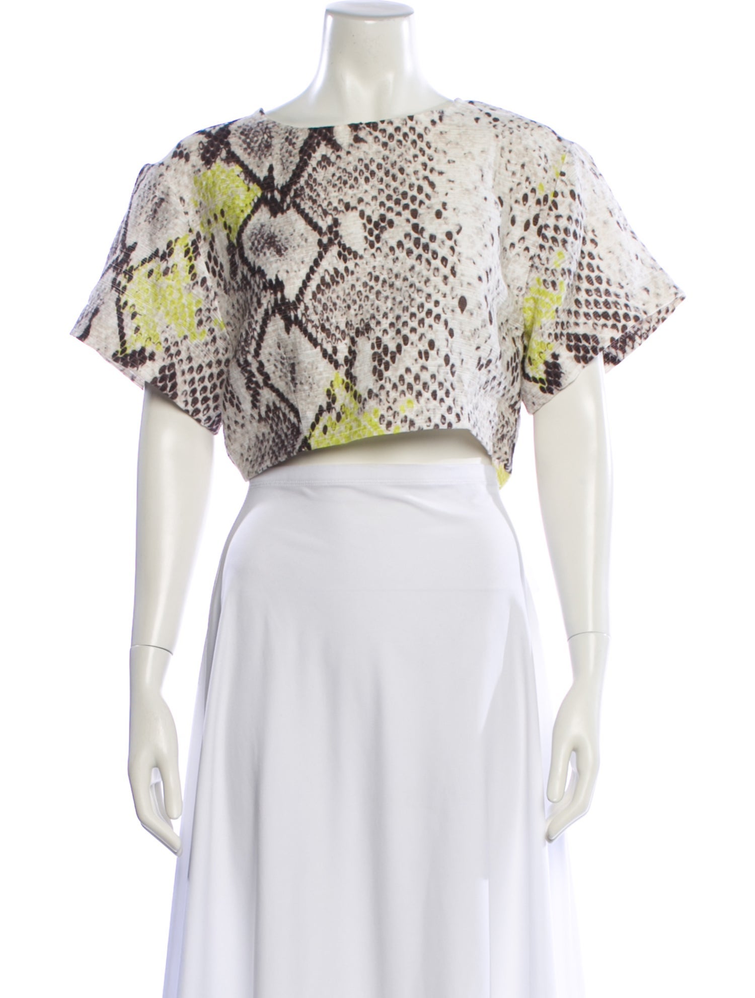 MSGM Printed Bateau Neckline Crop Top