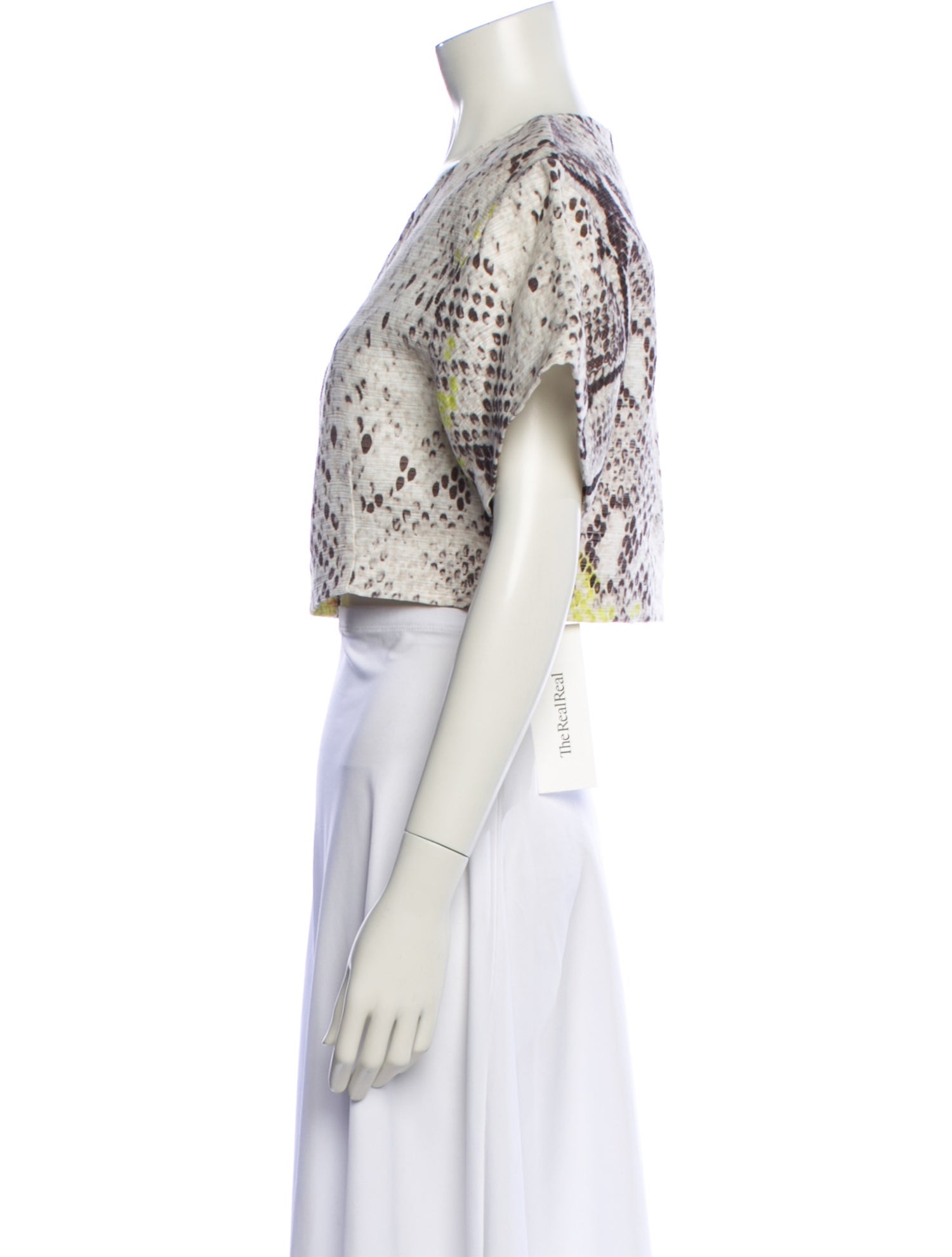 MSGM Printed Bateau Neckline Crop Top