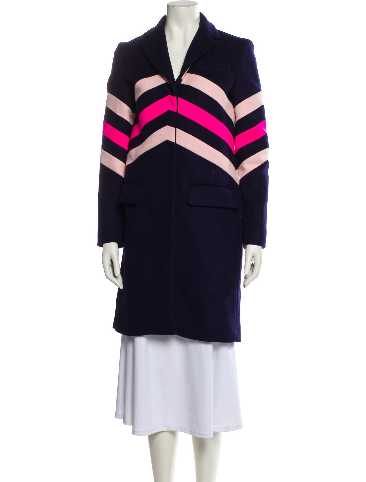 MSGM Wool Striped Faux Fur Coat