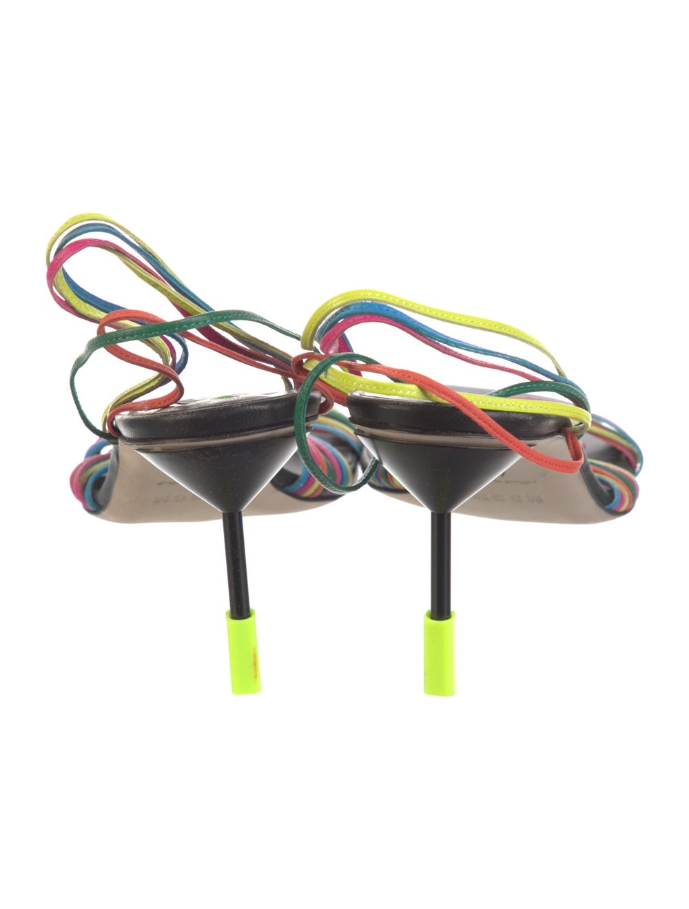 MSGM Leather Colorblock Pattern Slingback Sandals - image 4