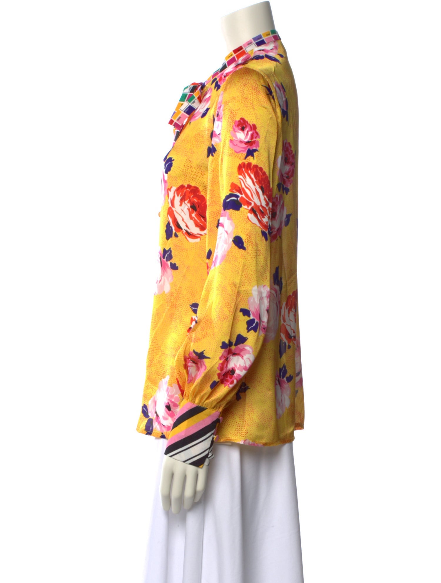 MSGM Floral Print Long Sleeve Button-Up Top