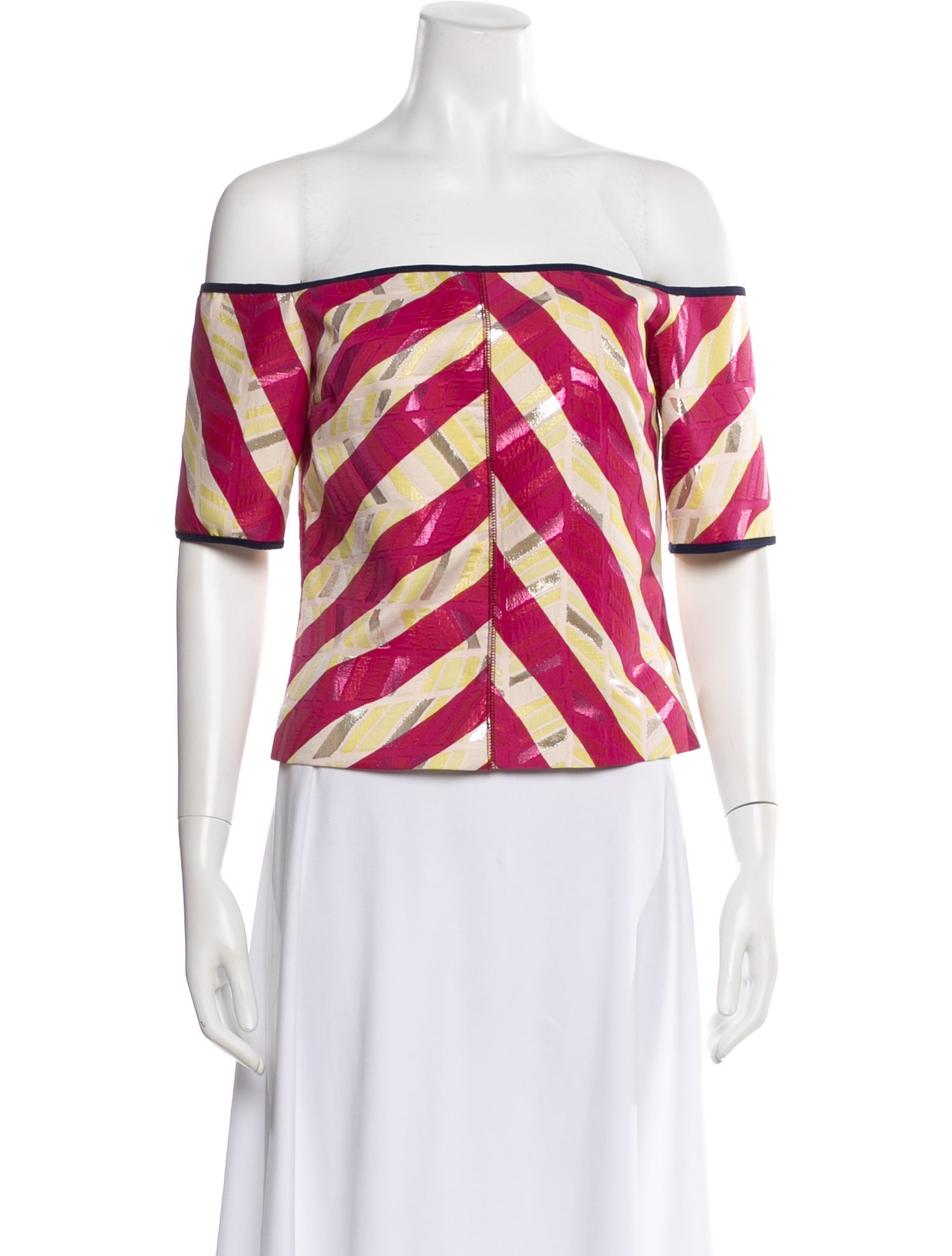 MSGM Striped Off-The-Shoulder Top