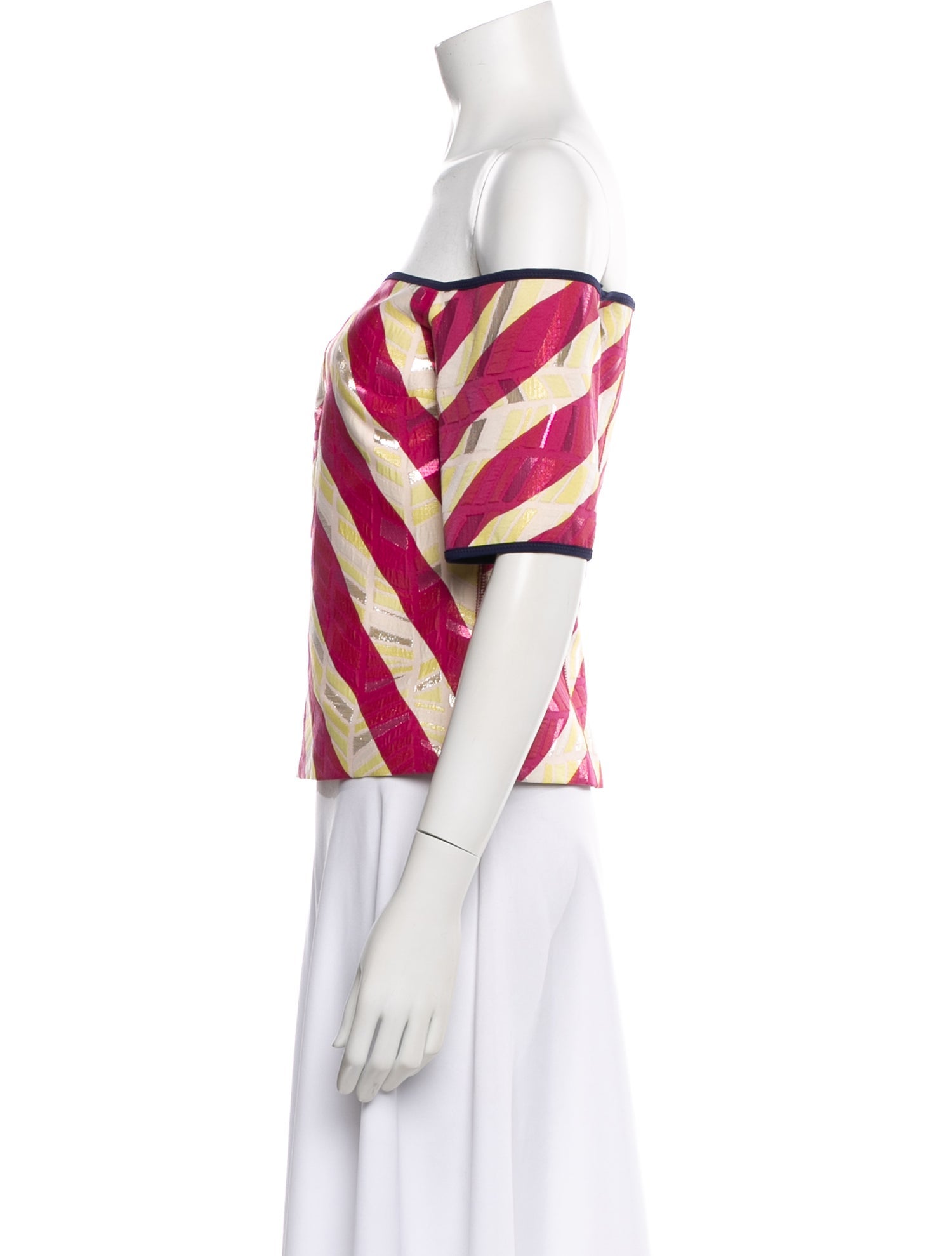 MSGM Striped Off-The-Shoulder Top
