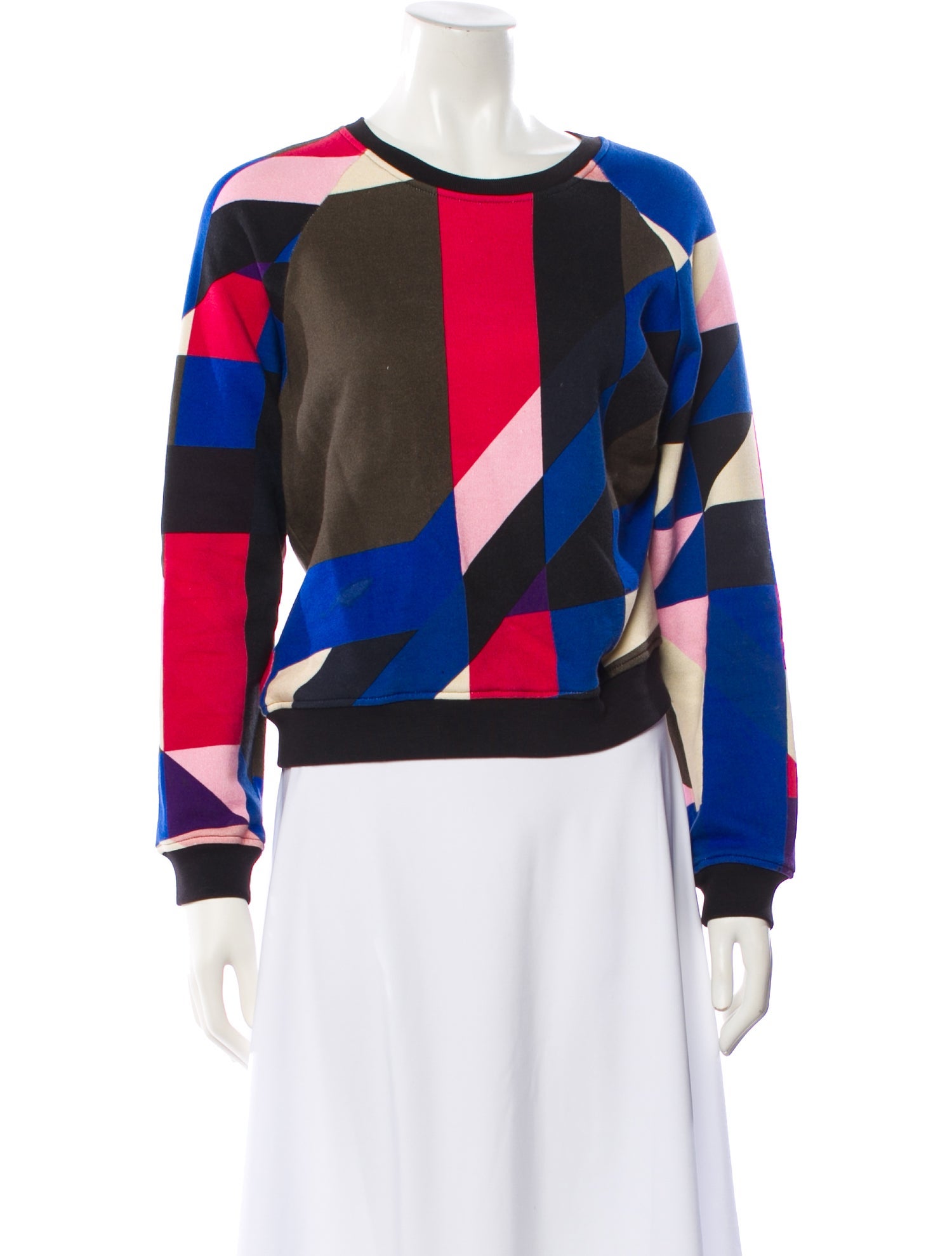 MSGM Colorblock Pattern Crew Neck Sweatshirt