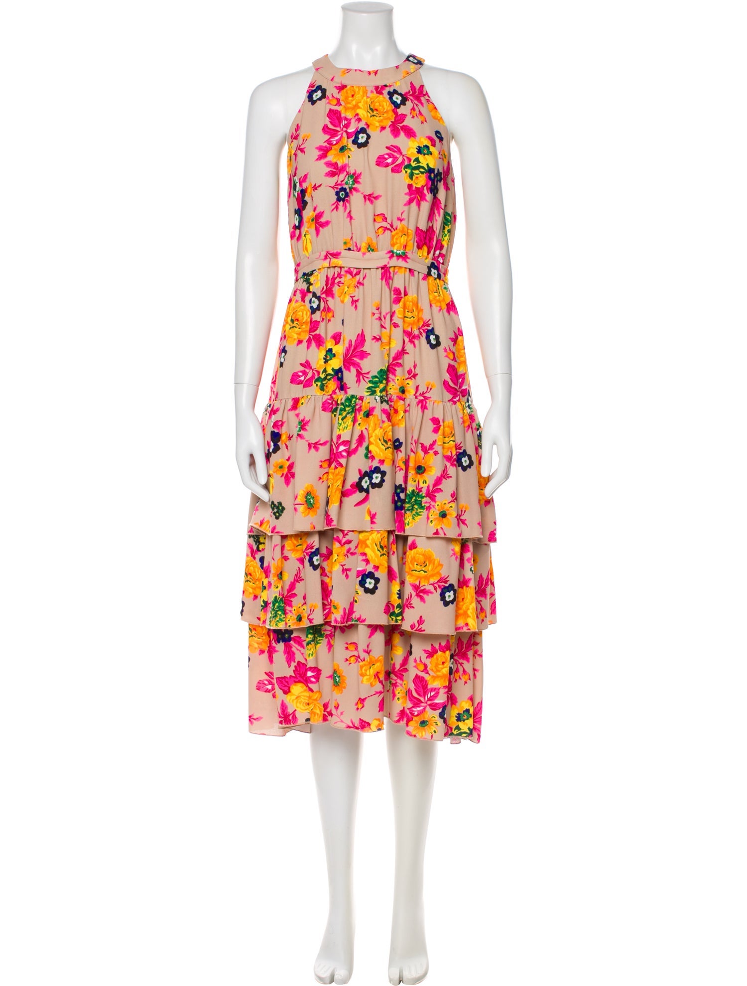 MSGM Floral Print Midi Length Dress