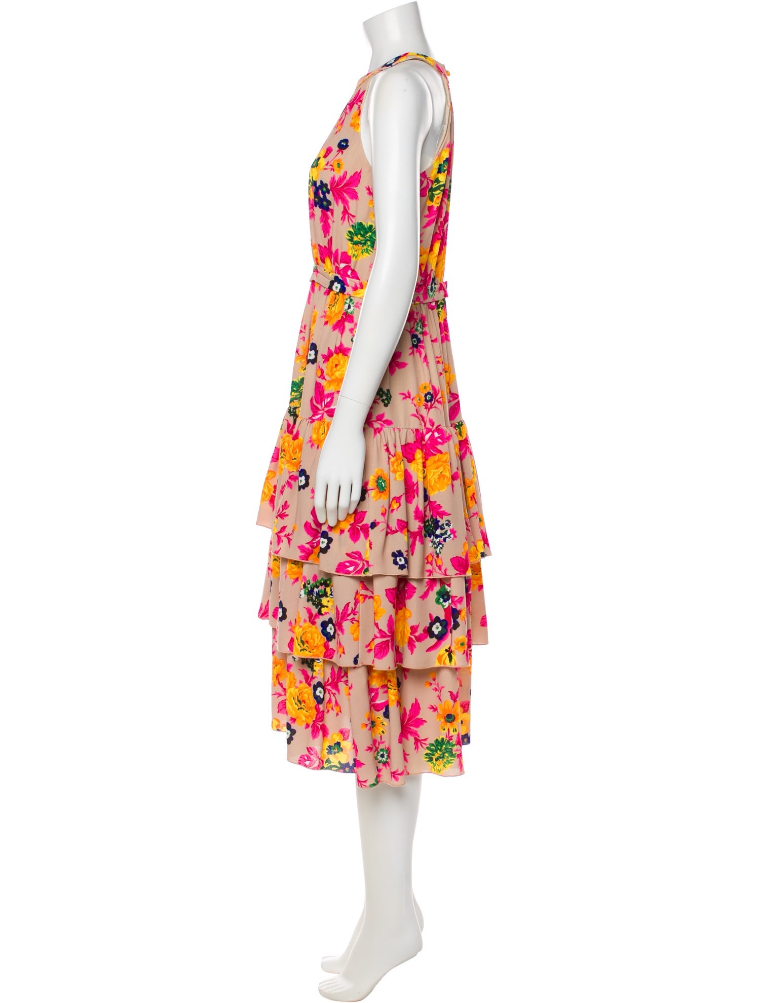 MSGM Floral Print Midi Length Dress