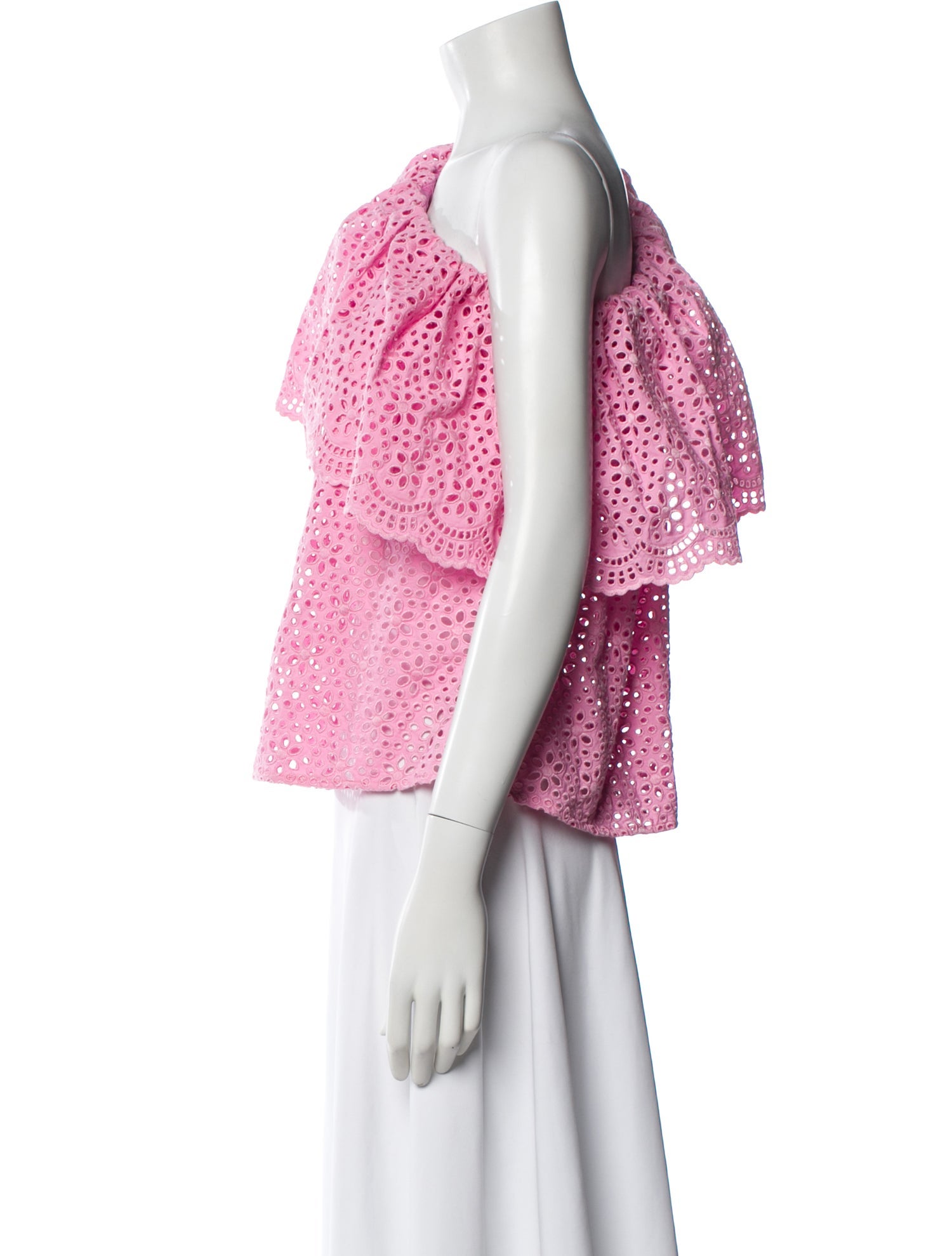 MSGM Lace Pattern One-Shoulder Blouse