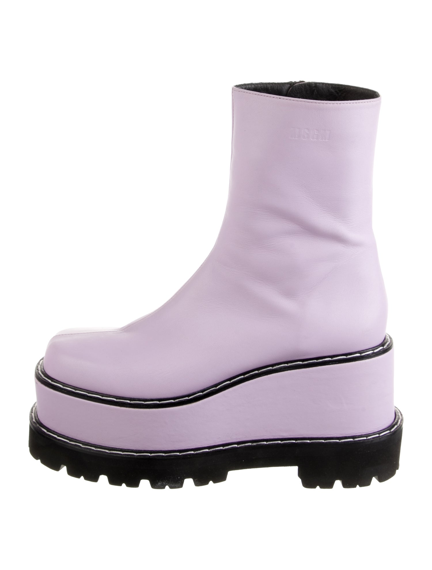 MSGM Leather Combat Boots